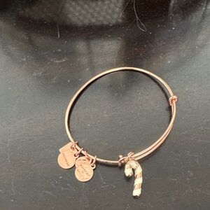 Alex and Ani Rose Gold Bracelet with Candy Cane Charm
